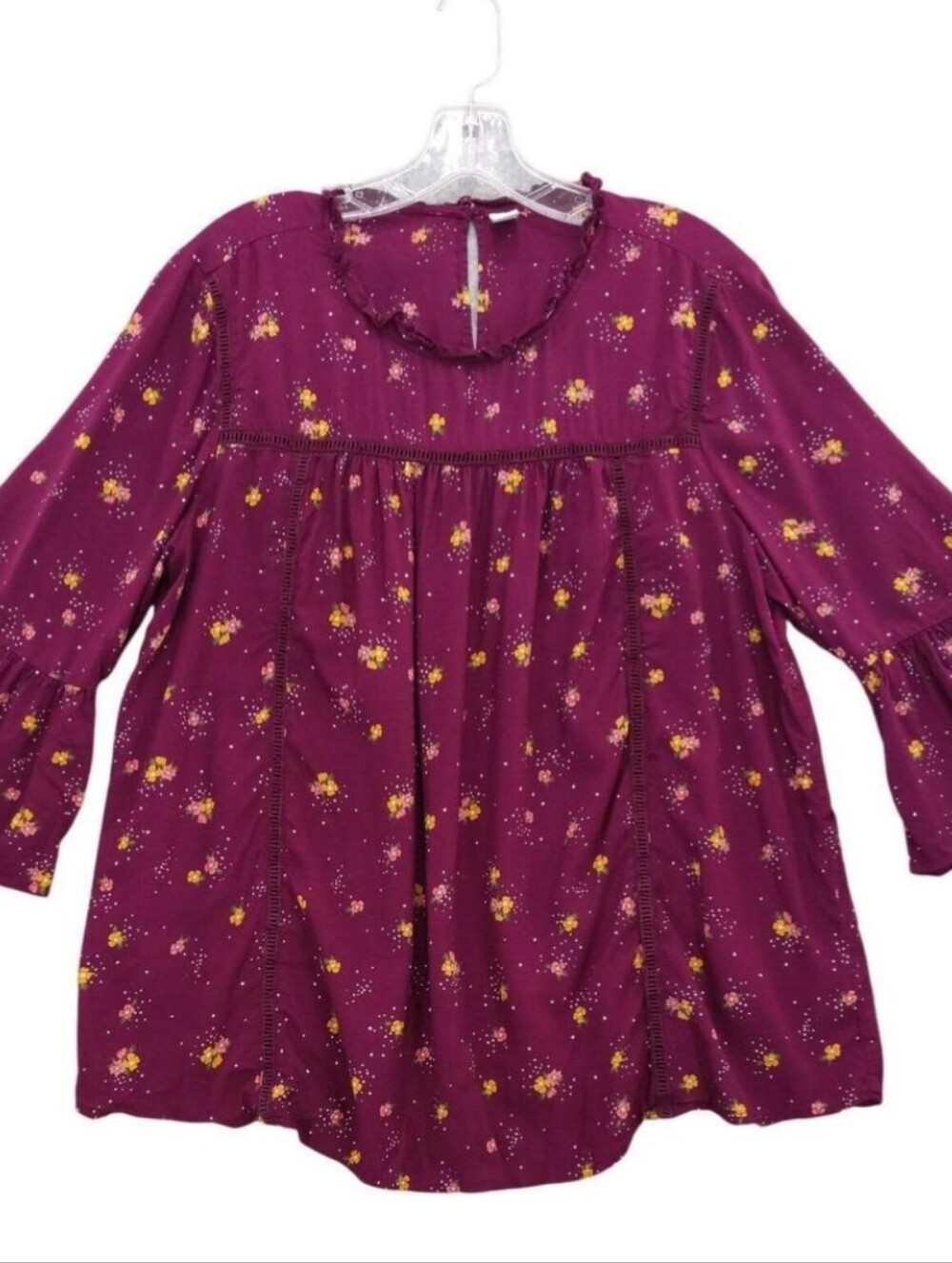 Old Navy Women's Burgundy Floral Peasant Top